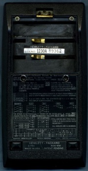 Reverse.  The battery cover is removed to show the serial number.